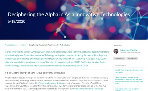 Deciphering the Alpha in Asia Innovative Technologies